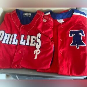 2 philadelphia phillies mlb baseball jerseys both measure xl vintage bundle